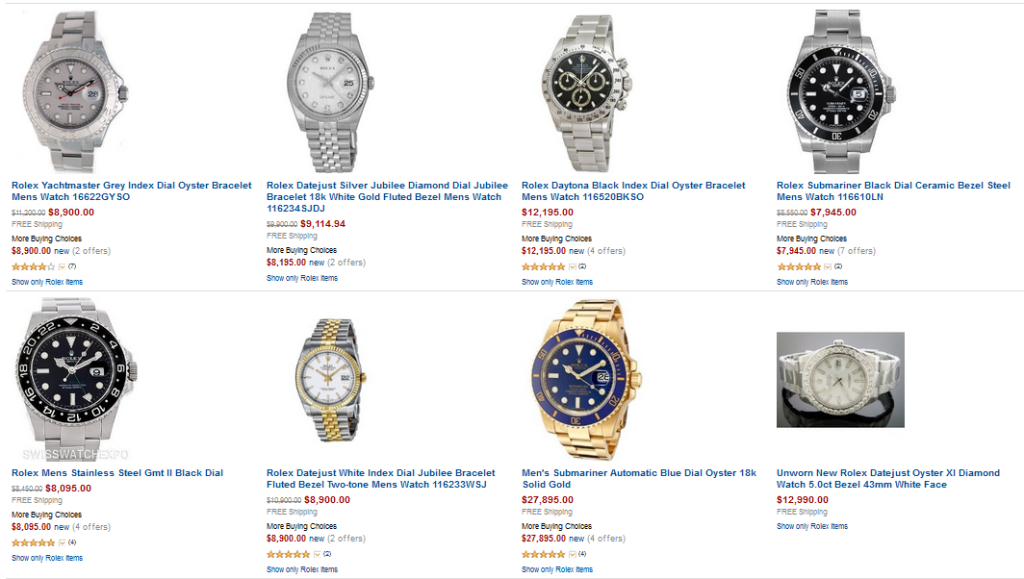 among listing of original Rolex men watches